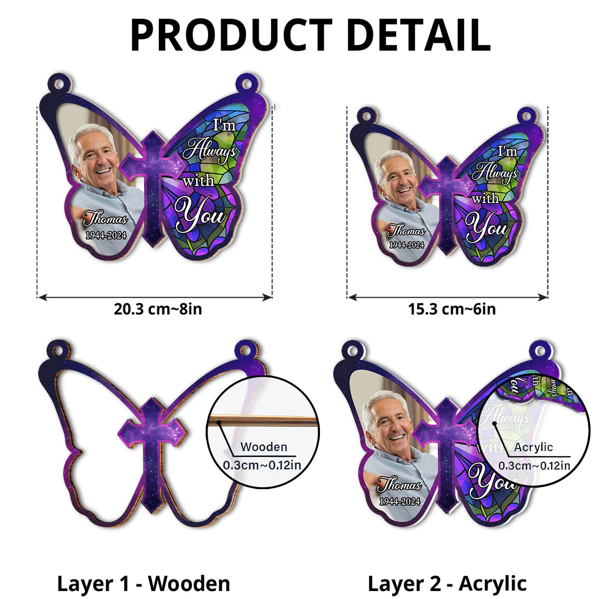 Butterfly Memorial - Personalized Custom Suncatcher - Image 4