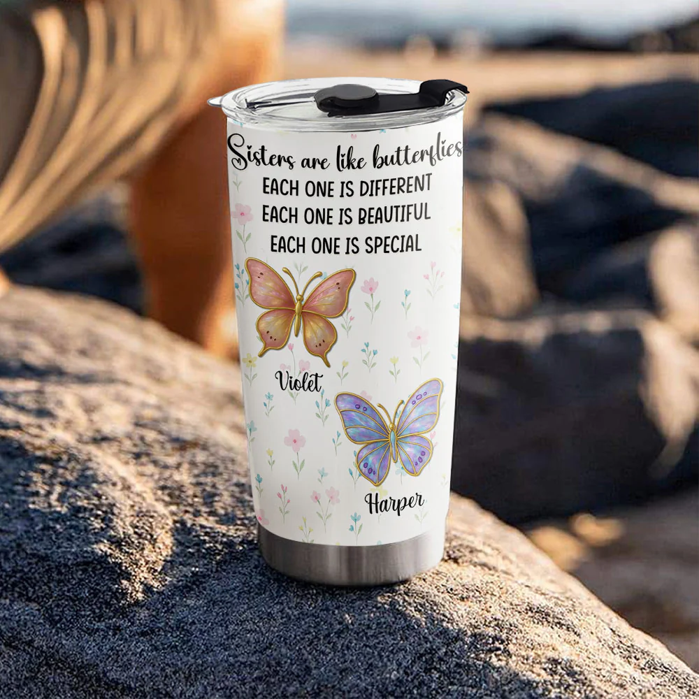 Butterfly Sisters - Personalized Custom Tumbler - Image 5