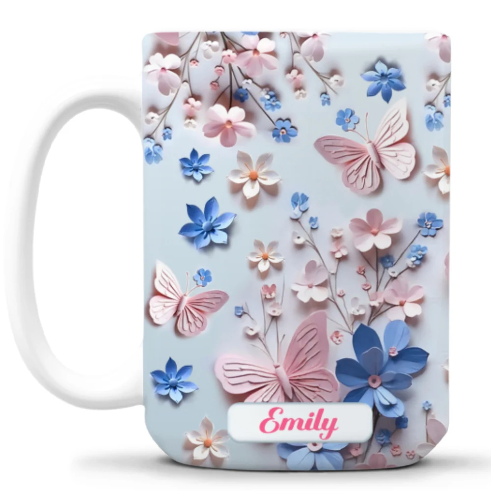 Butterfly With Flower - Personalized Custom 3D Inflated Effect Mug - Image 10