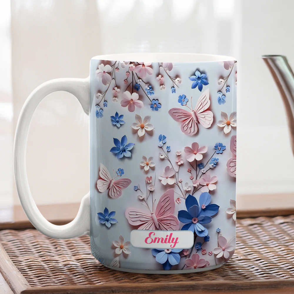 Butterfly With Flower - Personalized Custom 3D Inflated Effect Mug - Image 8