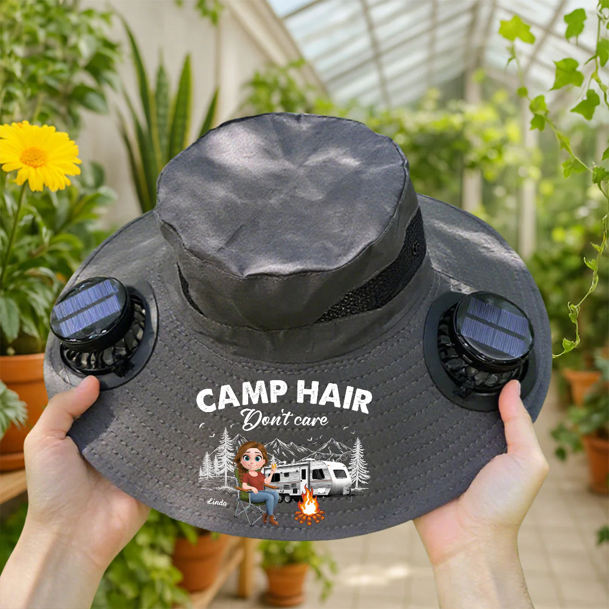 Camp Hair - Personalized Custom Solar Fan Hat - Image 3
