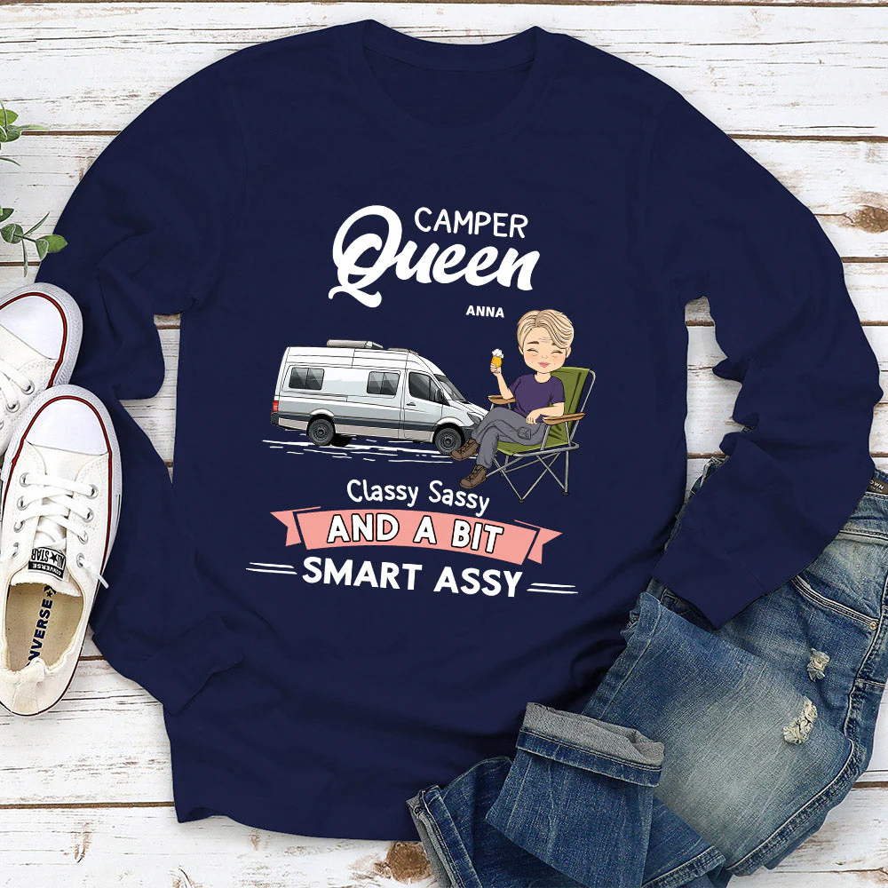 Camper Queen - Personalized Custom Long Sleeve T-shirt - Image 3