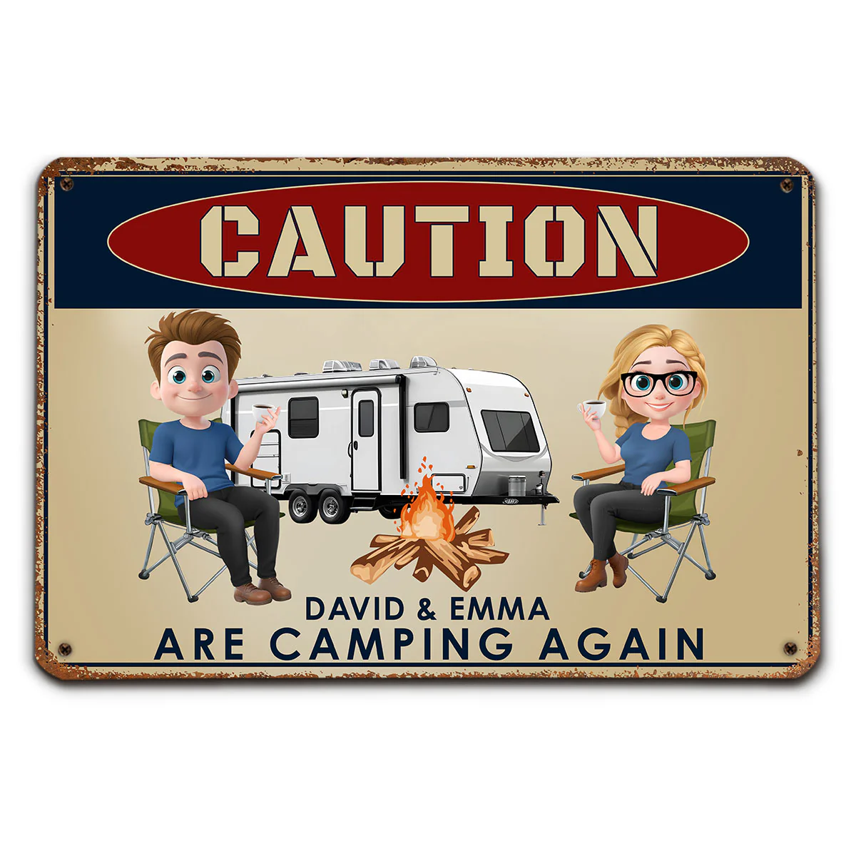 Camping Again - Personalized Custom Metal Sign