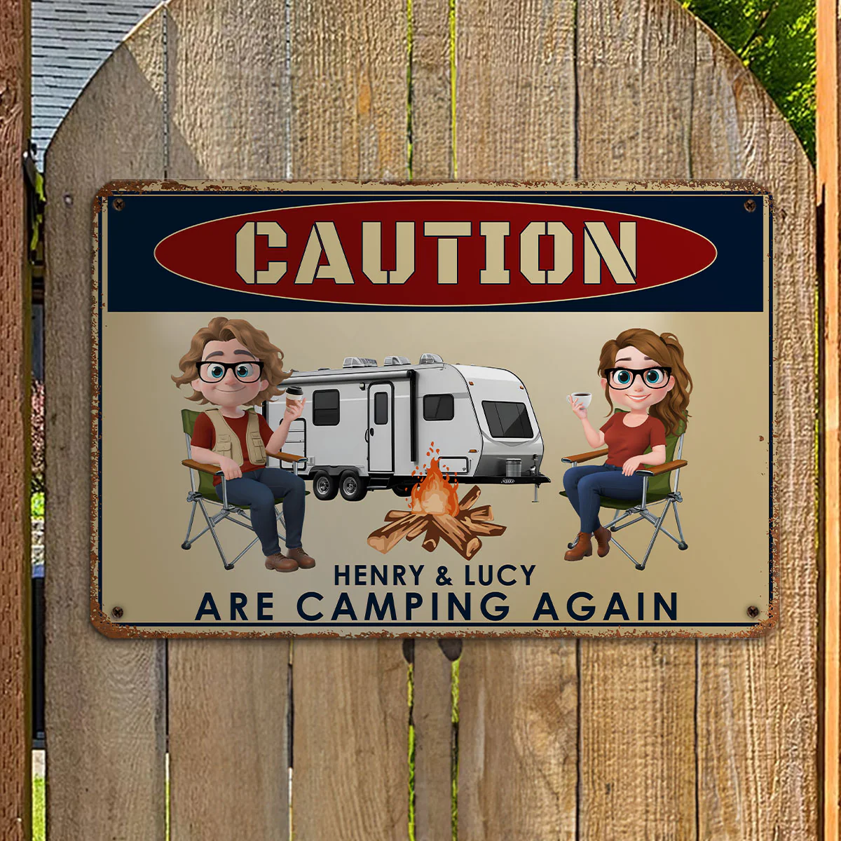 Camping Again - Personalized Custom Metal Sign - Image 3