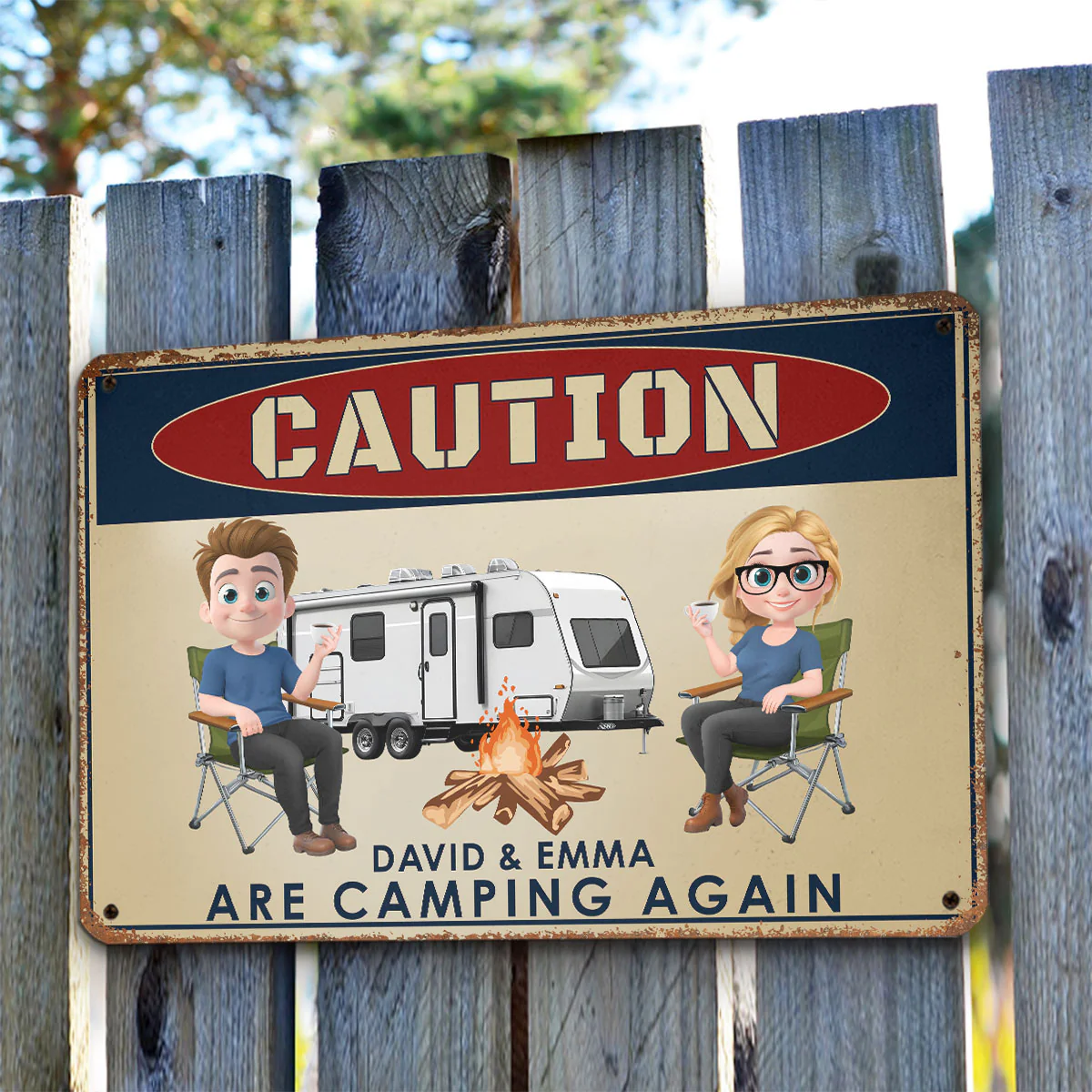 Camping Again - Personalized Custom Metal Sign - Image 4