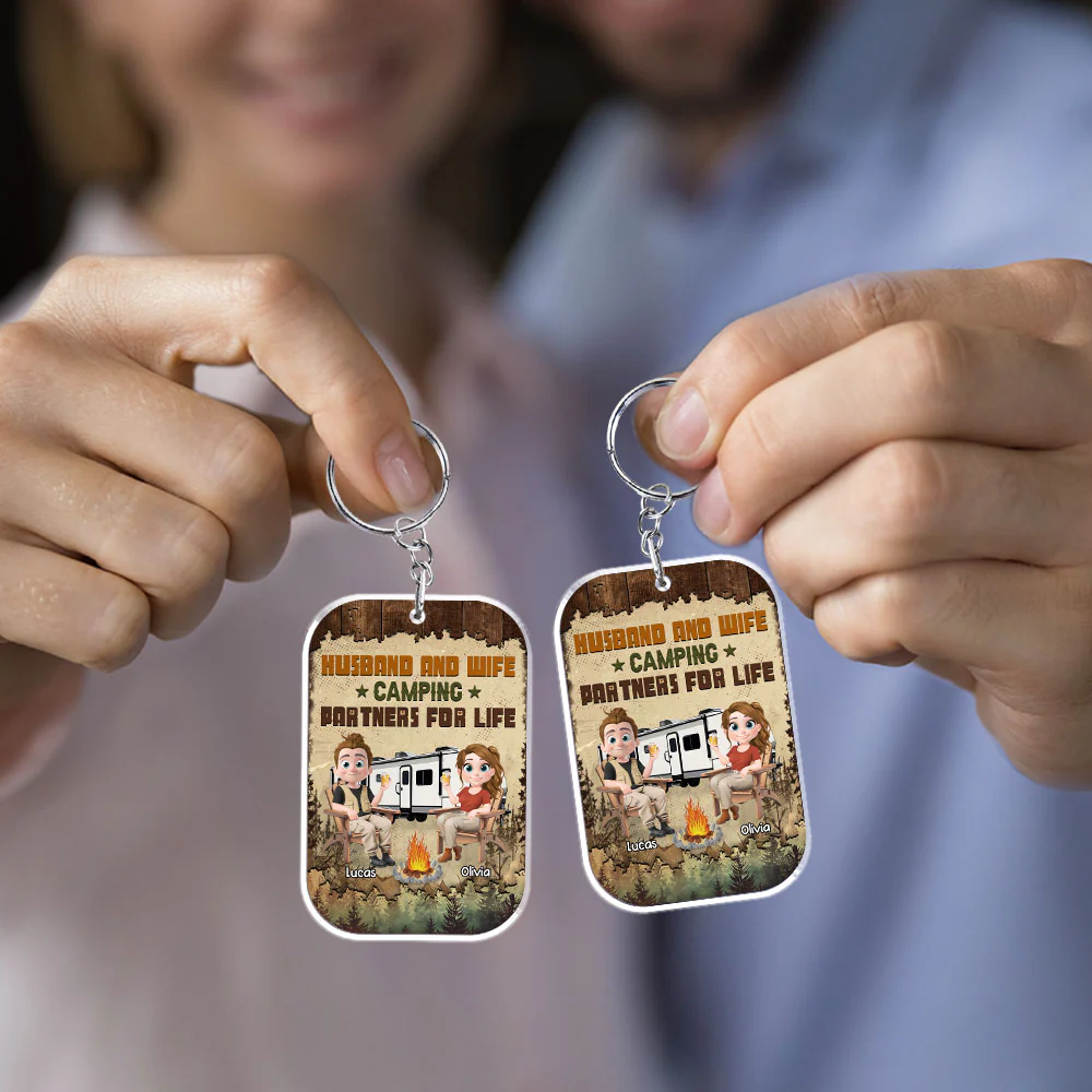 Camping Cartoon - Personalized Custom Acrylic Keychain - Image 2