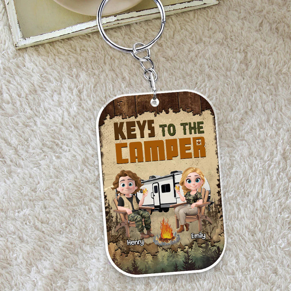 Camping Cartoon - Personalized Custom Acrylic Keychain - Image 3
