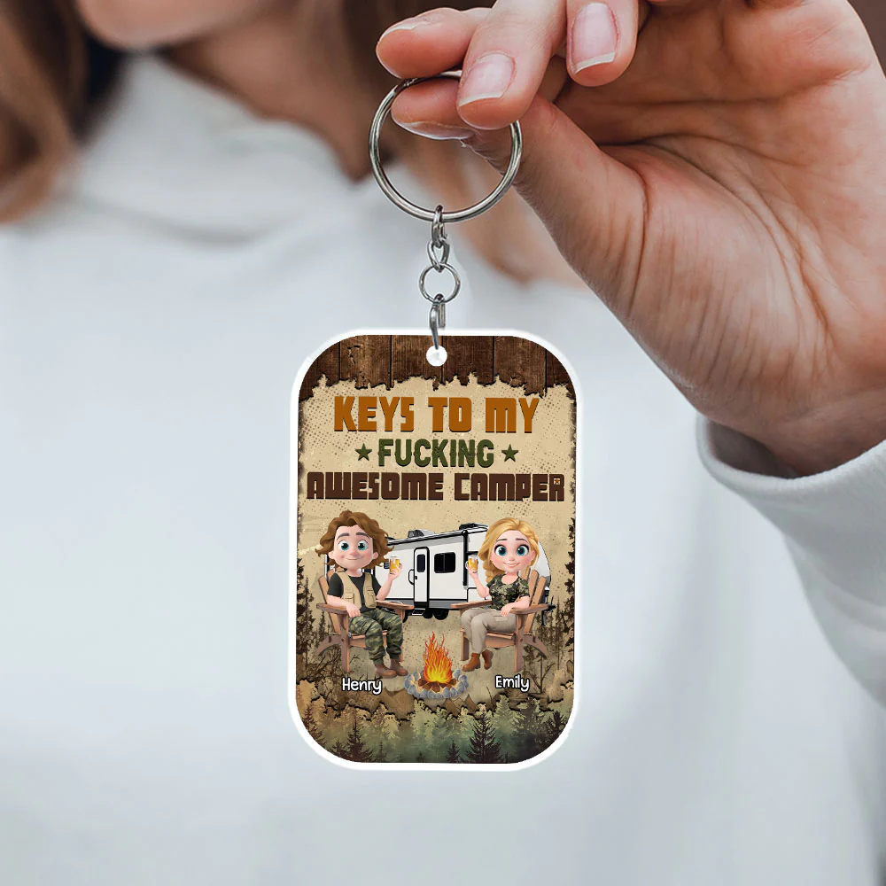 Camping Cartoon - Personalized Custom Acrylic Keychain - Image 6