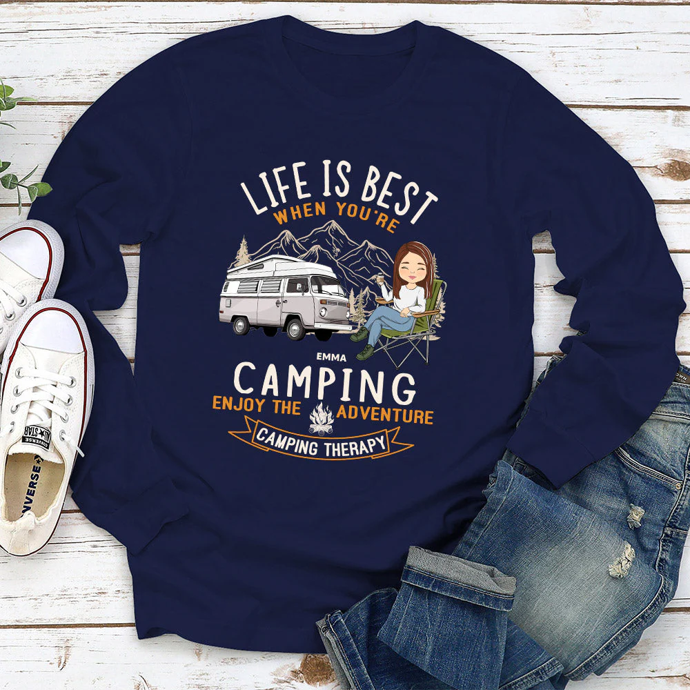 Camping Is Best - Personalized Custom Long Sleeve T-shirt - Image 2