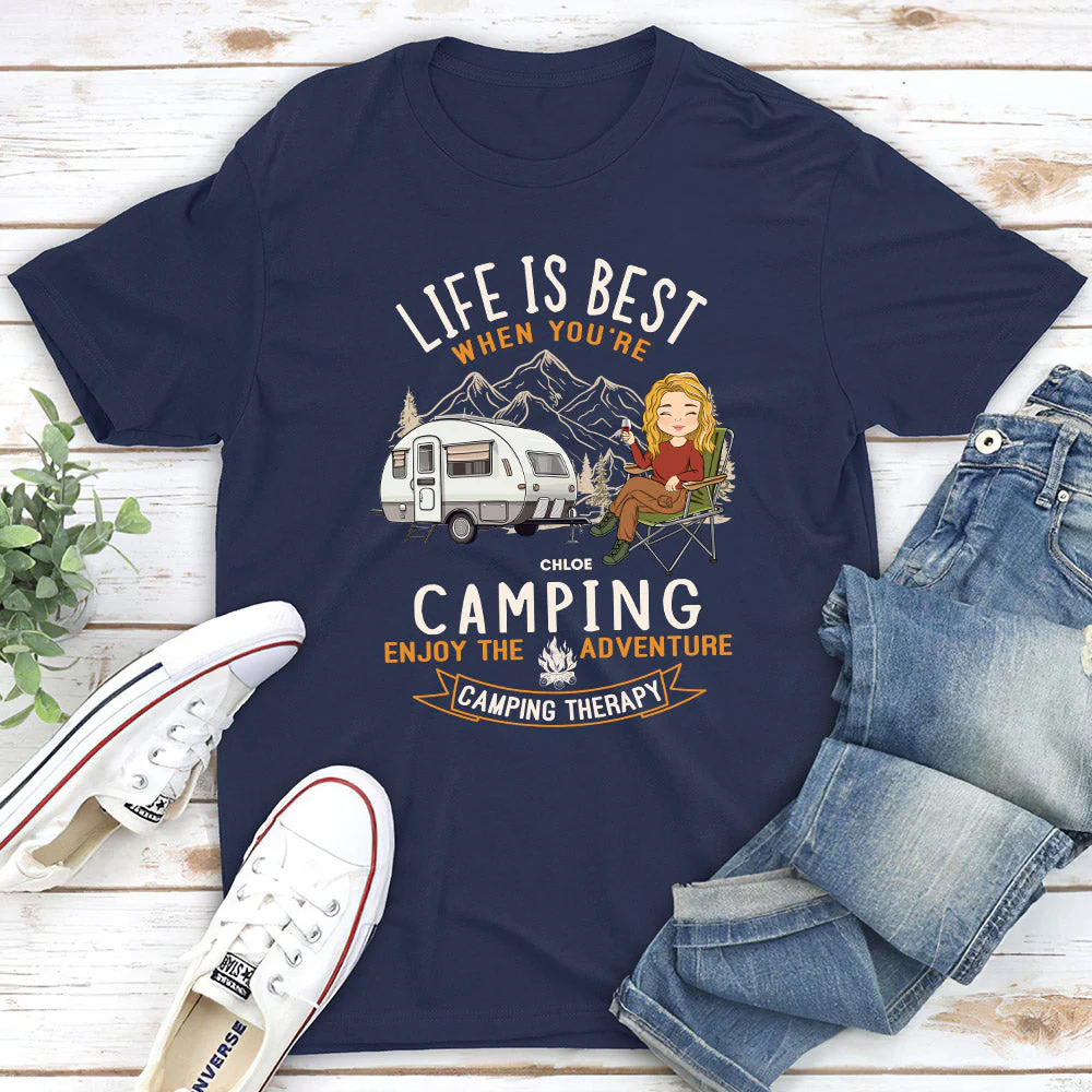 Camping Is Best - Personalized Custom Unisex T-shirt - Image 2