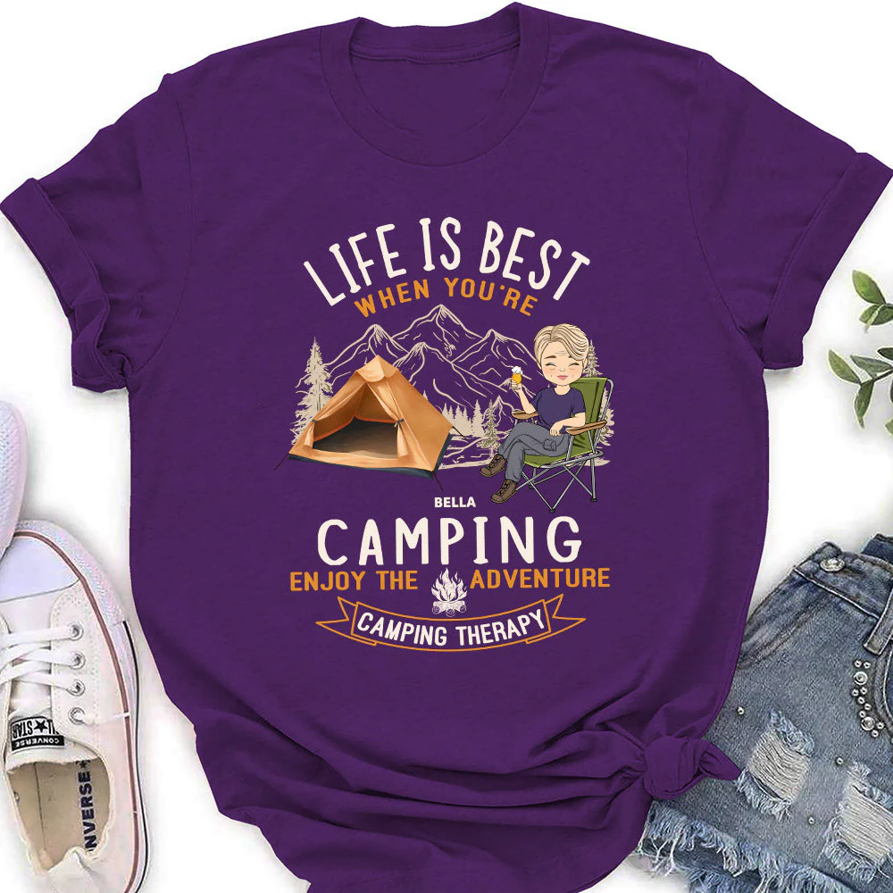 Camping Is Best - Personalized Custom Women's T-shirt - Image 3