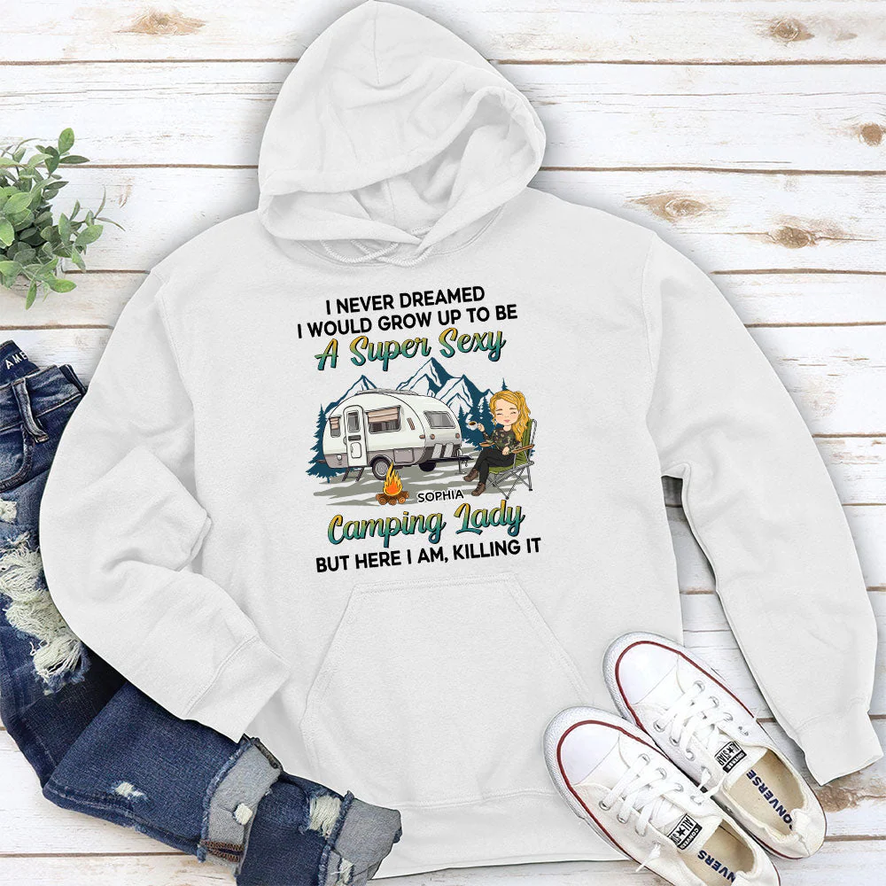 Camping Lady 2 - Personalized Custom Hoodie - Image 2