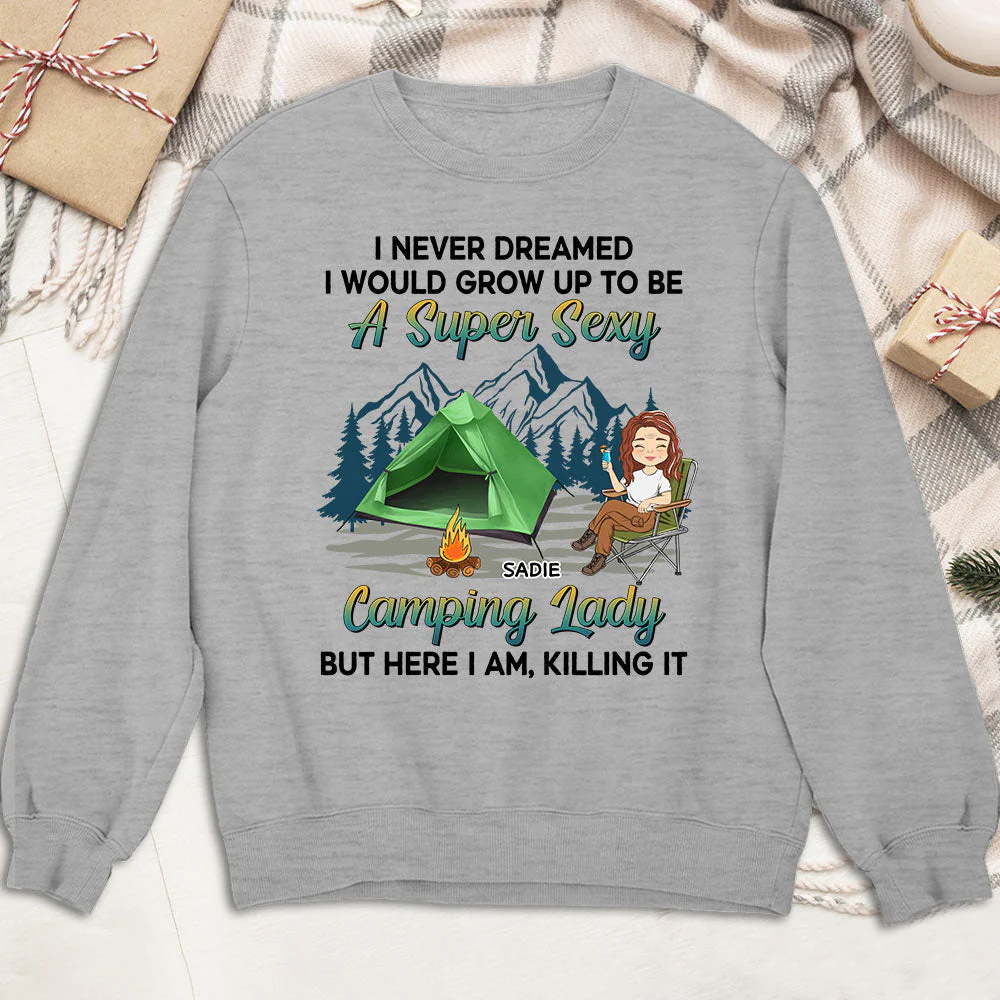 Camping Lady 2 - Personalized Custom Sweatshirt - Image 3
