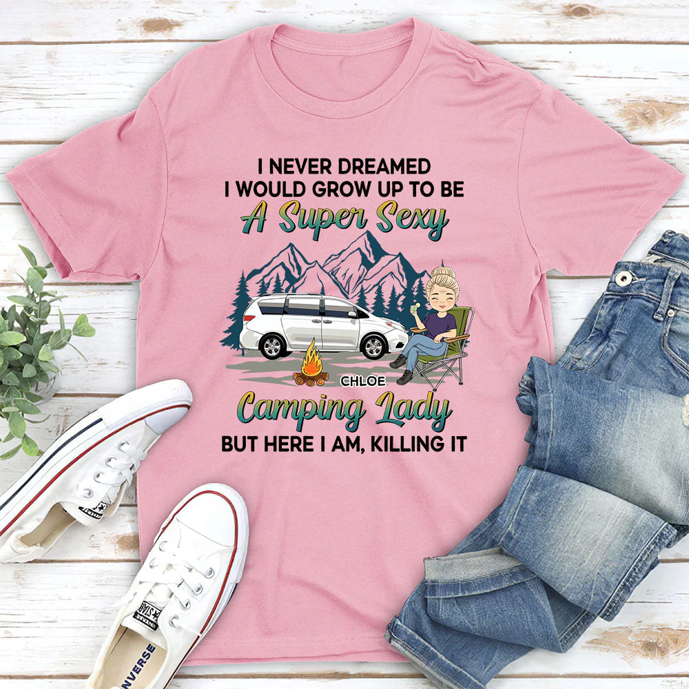Camping Lady 2 - Personalized Custom Unisex T-shirt - Image 4