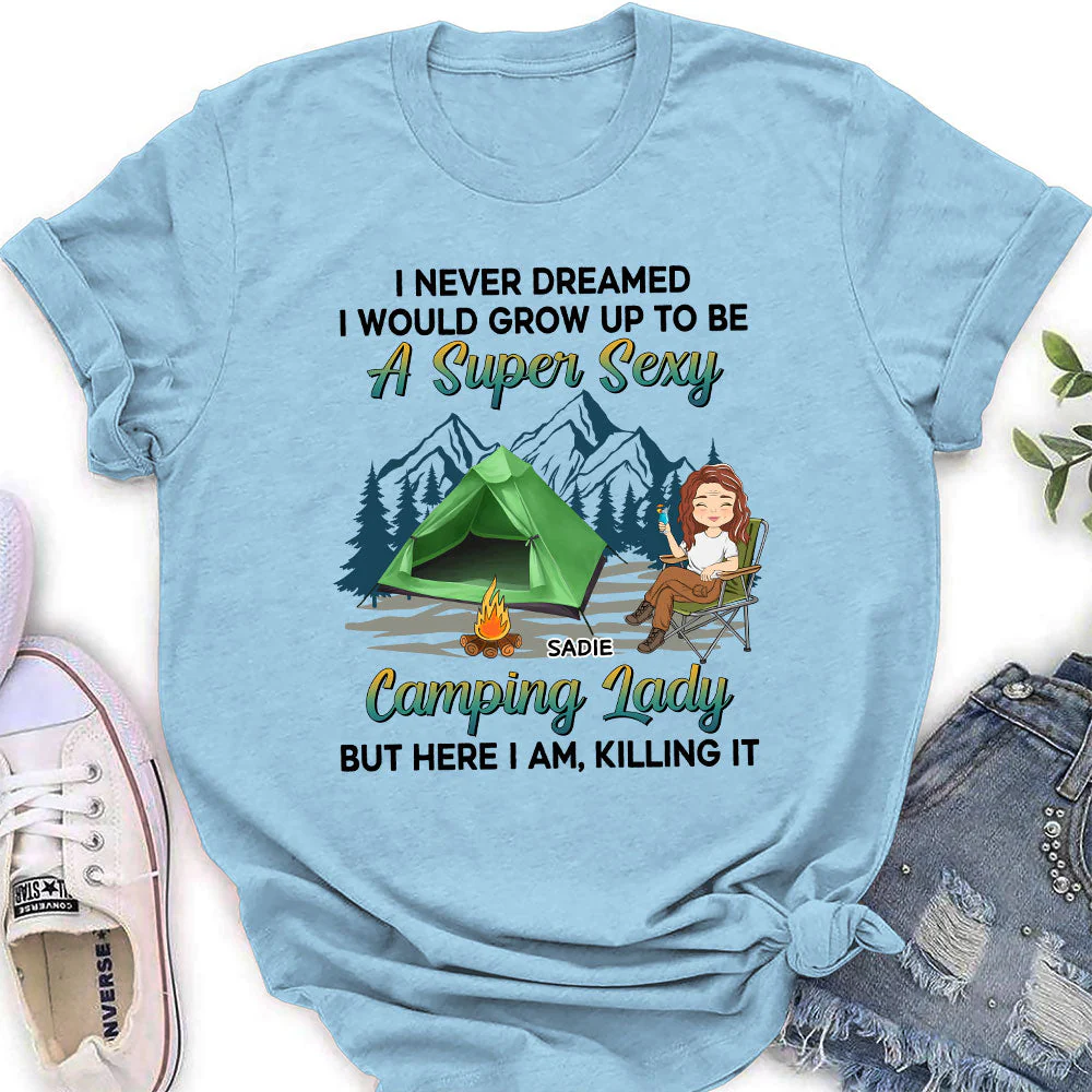 Camping Lady 2 - Personalized Custom Women's T-shirt - Image 3