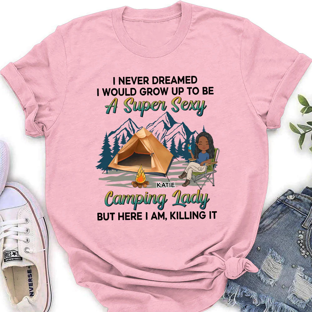 Camping Lady 2 - Personalized Custom Women's T-shirt - Image 4