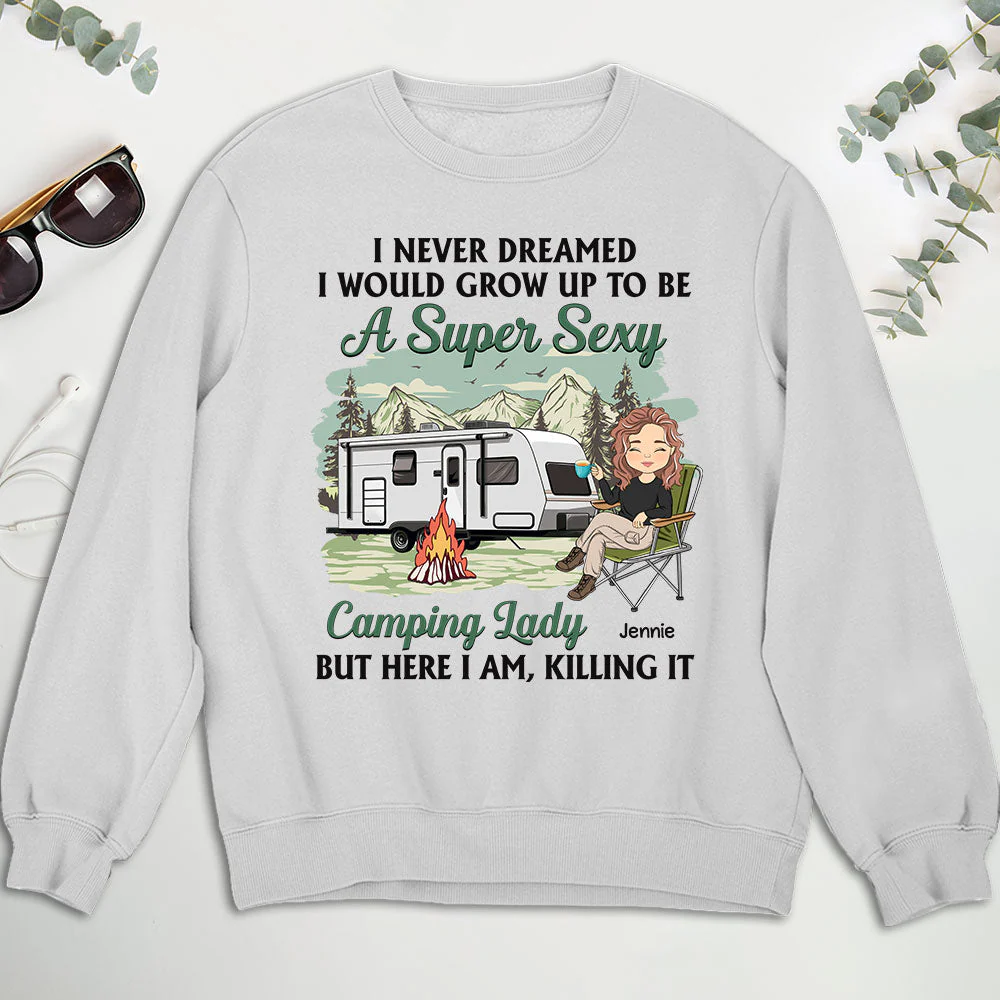 Camping Lady 3 - Personalized Custom Sweatshirt - Image 3