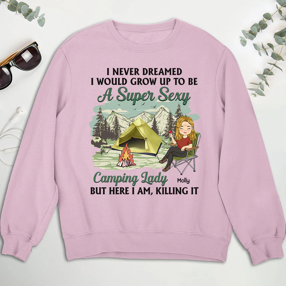 Camping Lady 3 - Personalized Custom Sweatshirt - Image 4