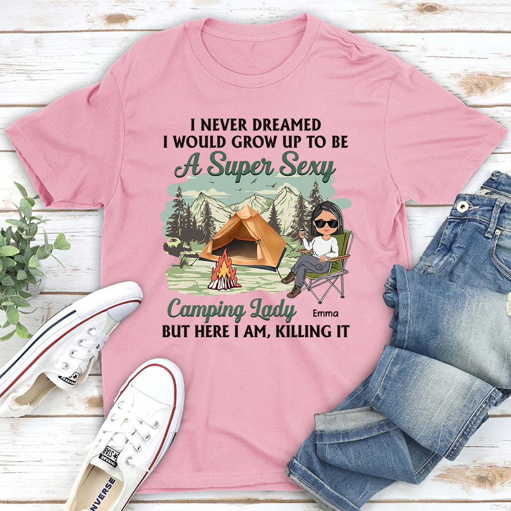 Camping Lady 3 - Personalized Custom Unisex T-shirt - Image 4