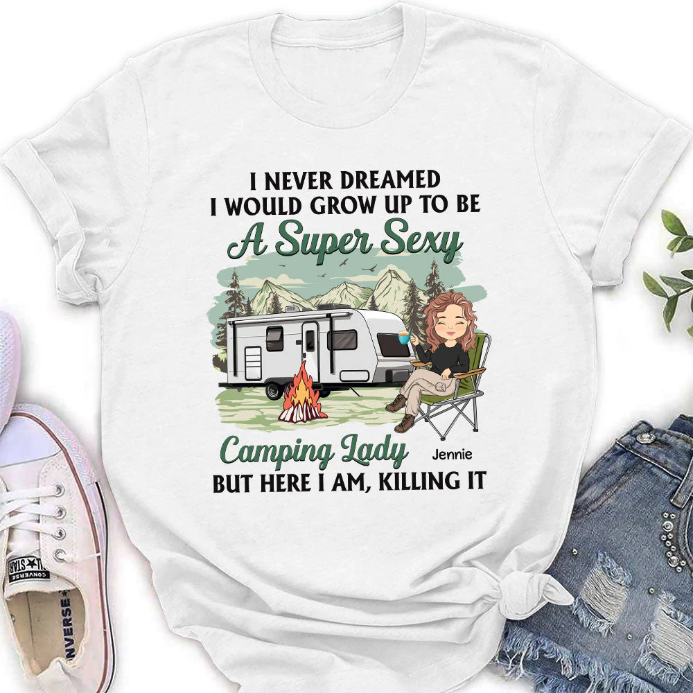 Camping Lady 3 - Personalized Custom Women's T-shirt - Image 2