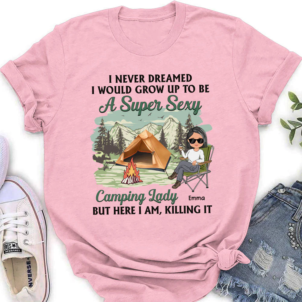 Camping Lady 3 - Personalized Custom Women's T-shirt - Image 4