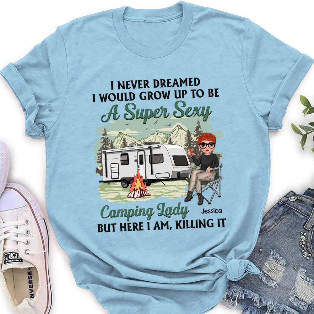 Camping Lady - Personalized Custom Women's T-shirt - Image 3