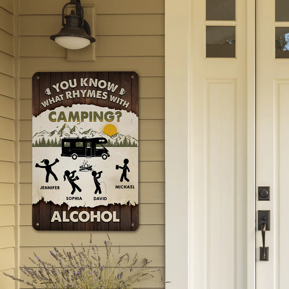 Camping Pairs Well With Booze - Personalized Custom Metal Sign - Image 3