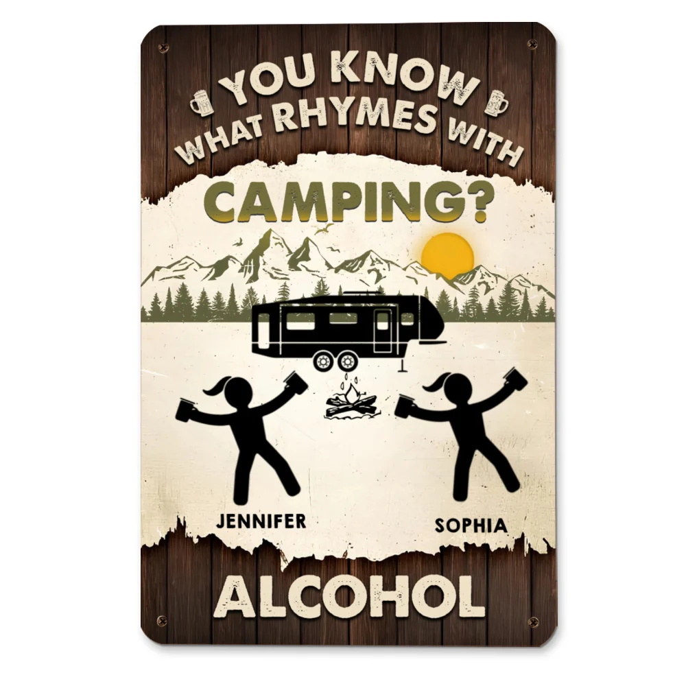 Camping Pairs Well With Booze - Personalized Custom Metal Sign - Image 5