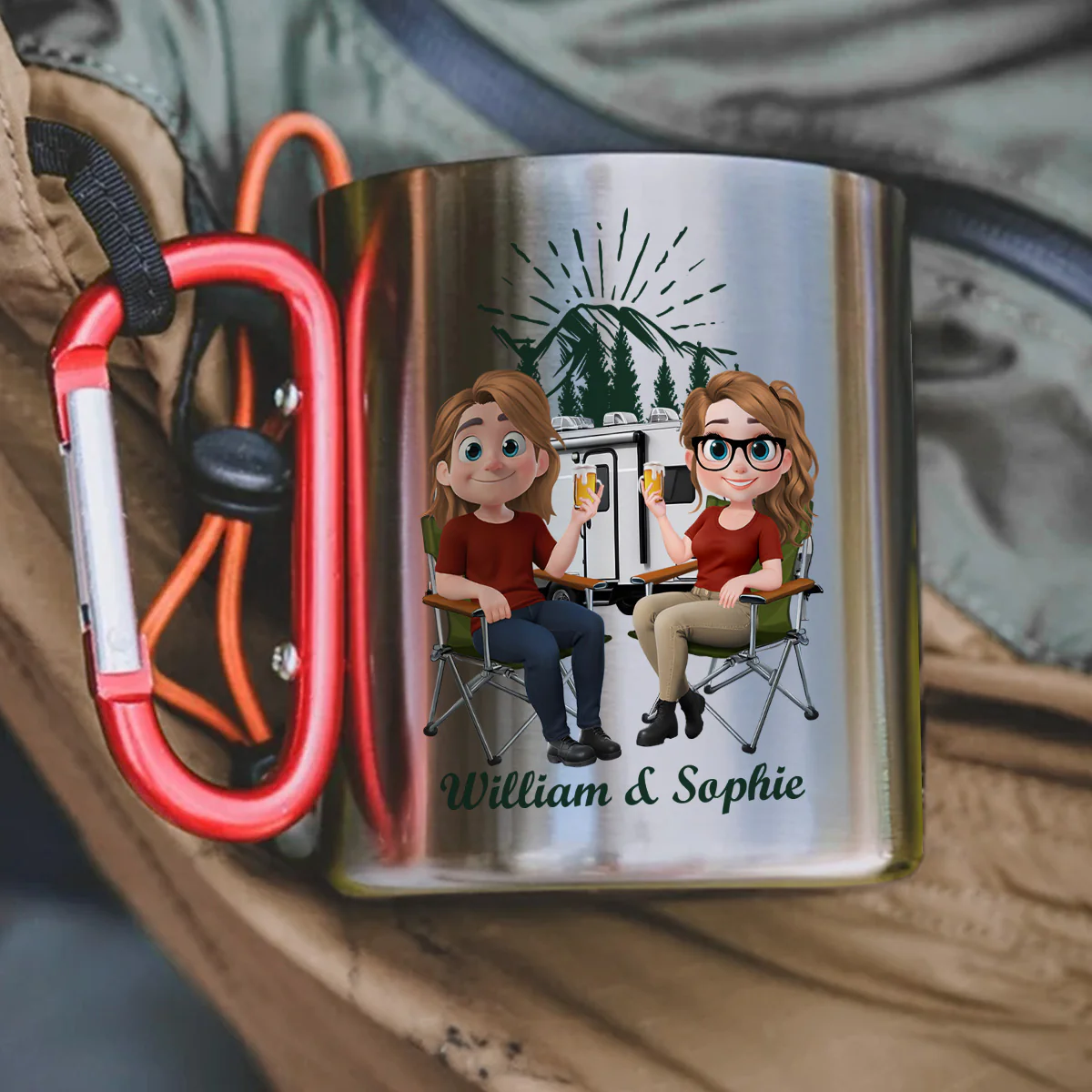 Camping Partner - Personalized Custom Carabiner Mug - Image 4