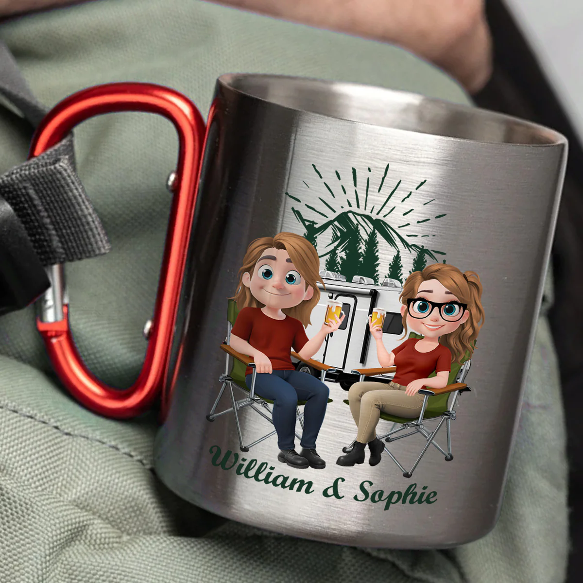 Camping Partner - Personalized Custom Carabiner Mug - Image 5