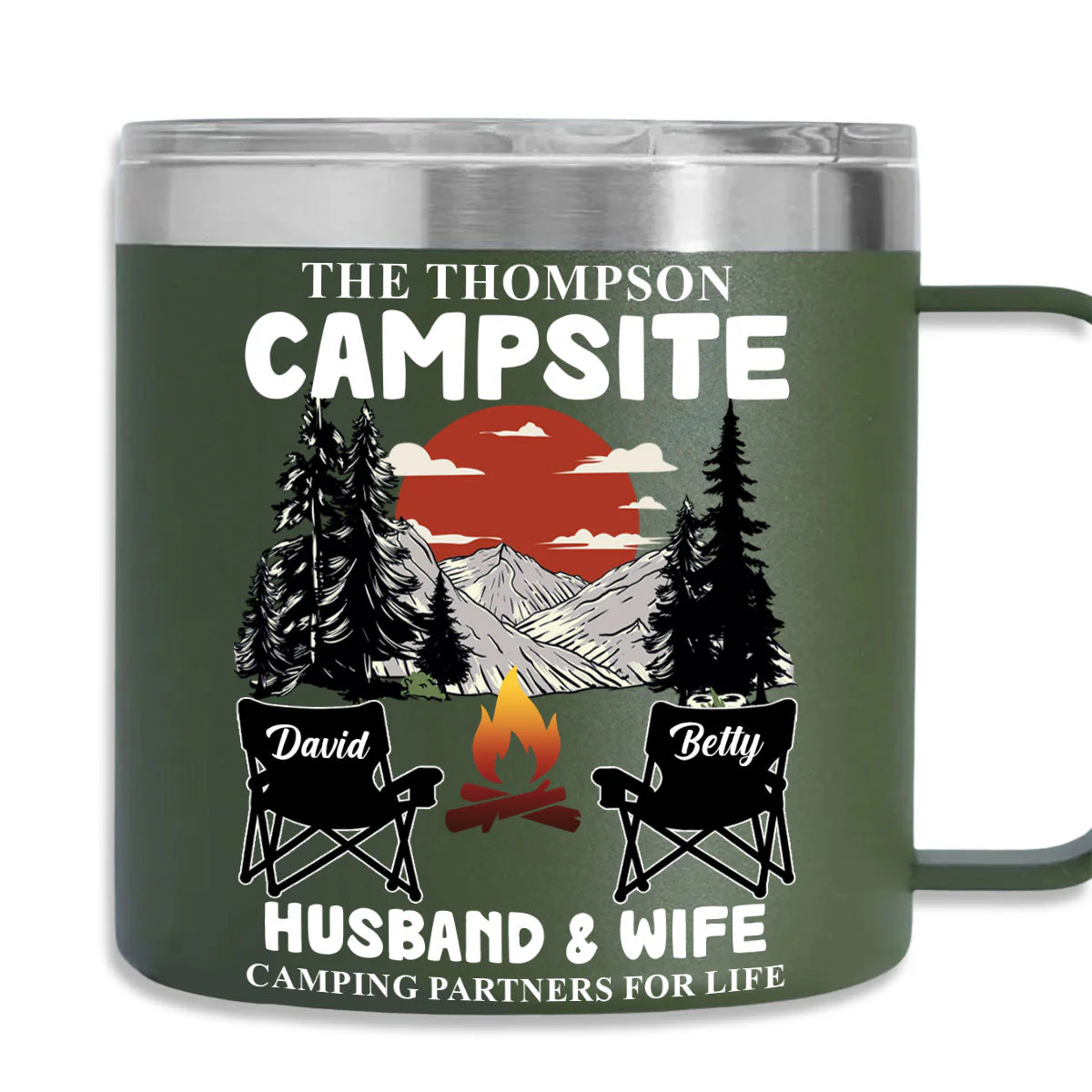 Camping Partners For Life - Personalized Custom 14oz Stainless Steel Tumbler With Handle
