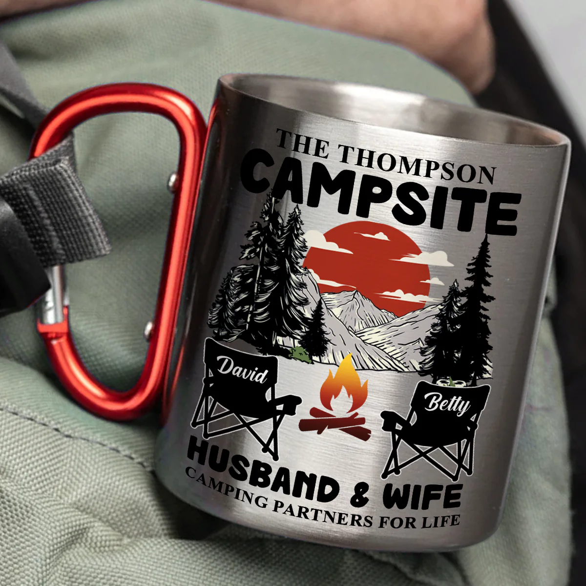 Camping Partners For Life - Personalized Custom Carabiner Mug - Image 2