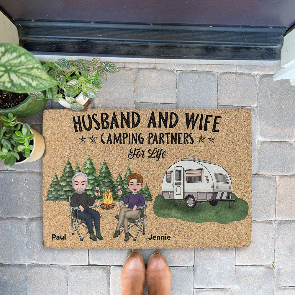 Camping Partners For Life - Personalized Custom Doormat - Image 2
