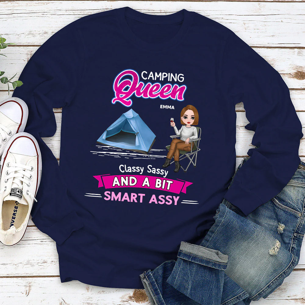 Camping Queen - Personalized Custom Long Sleeve T-shirt - Image 2