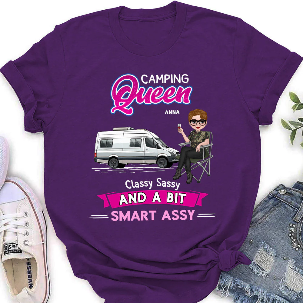 Camping Queen - Personalized Custom Women's T-shirt - Image 3