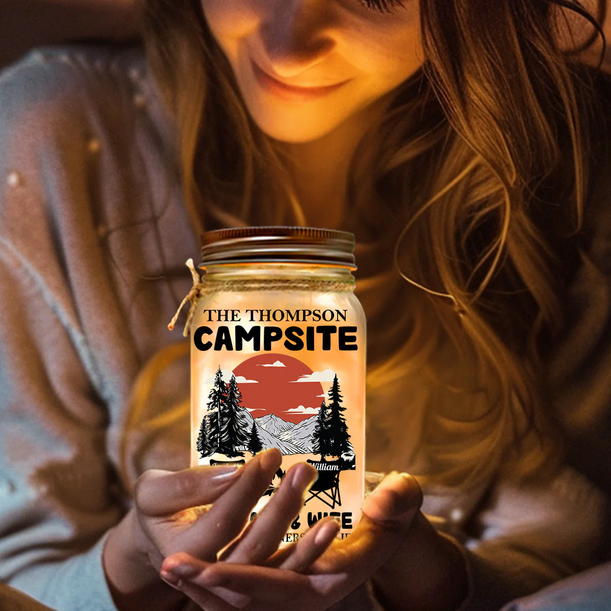Campsite - Personalized Custom Mason Jar Light - Image 4