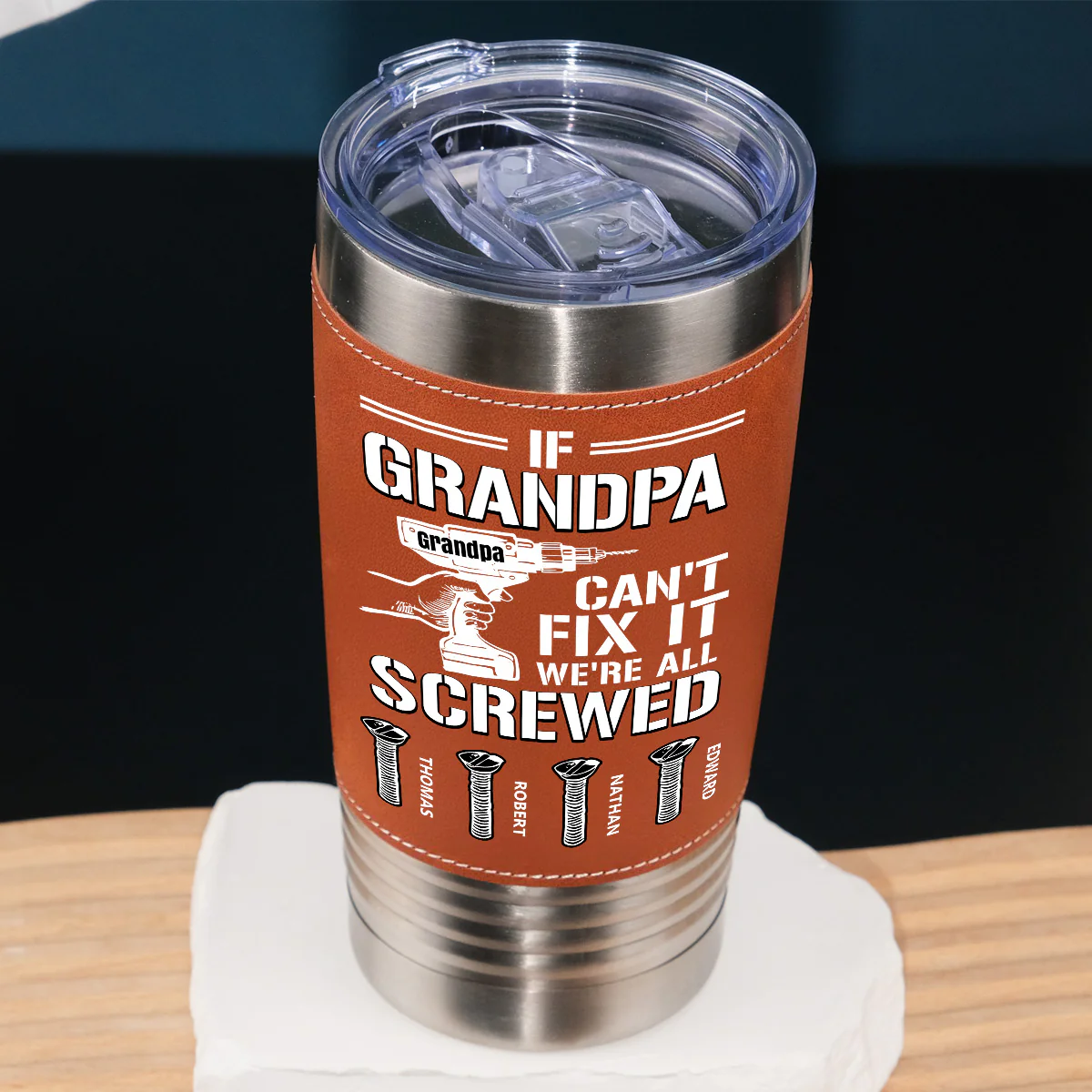 Can Not Fix It - Personalized Custom Leather Tumbler - Image 2