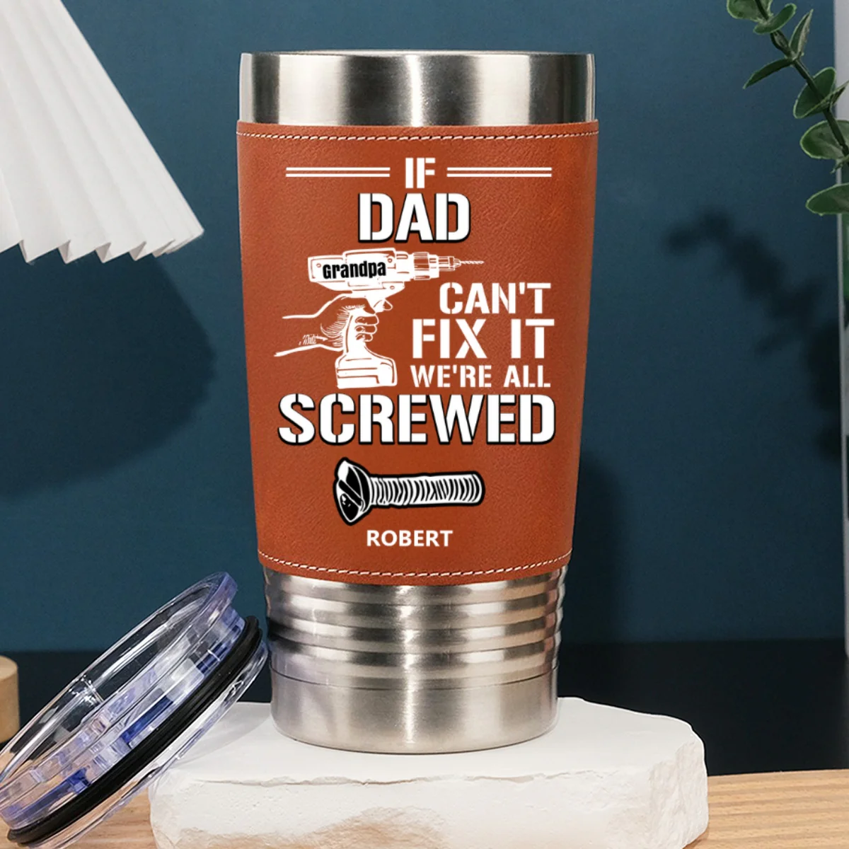 Can Not Fix It - Personalized Custom Leather Tumbler - Image 6