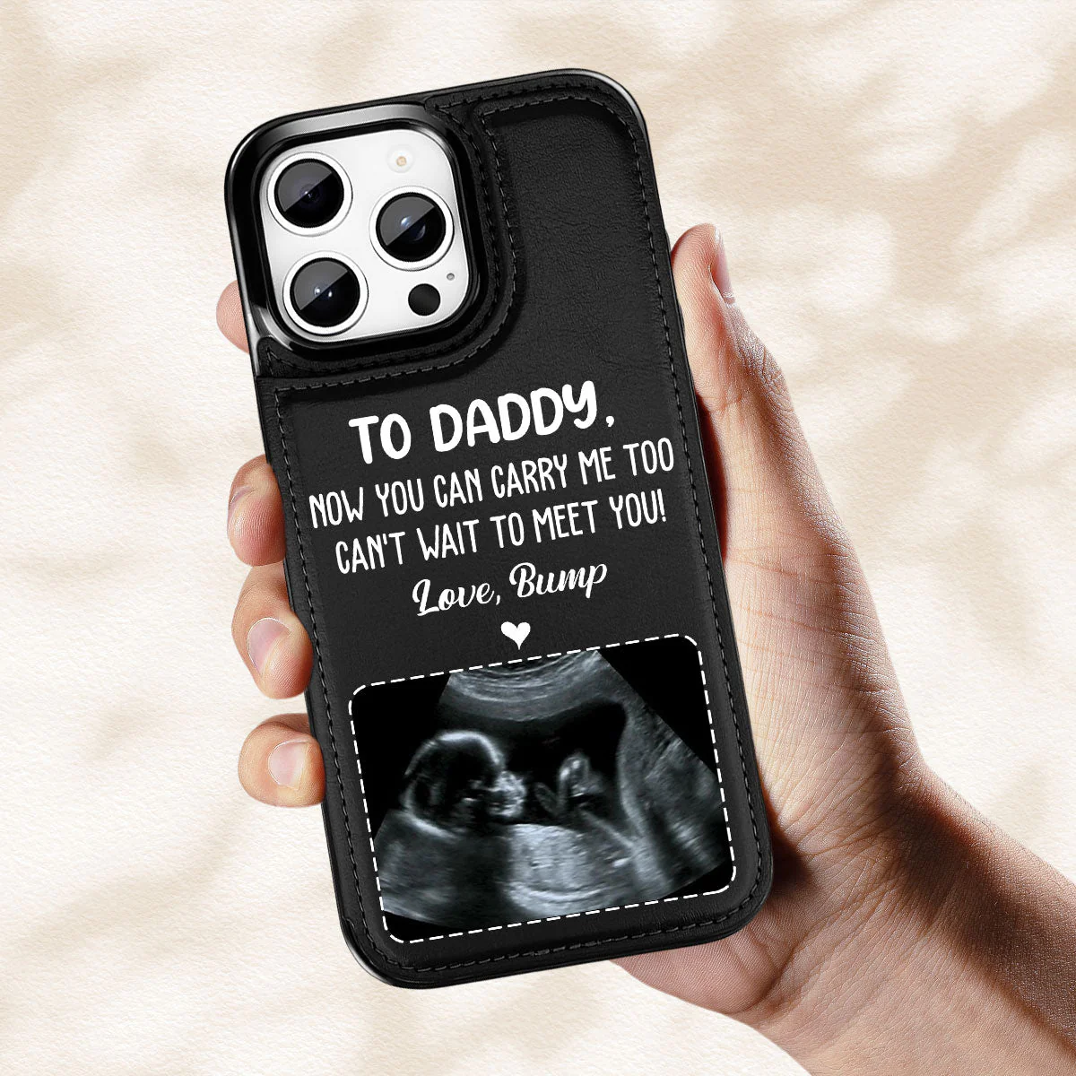 Can Not Wait To Meet You - Personalized Custom Leather Phone Case - Image 4