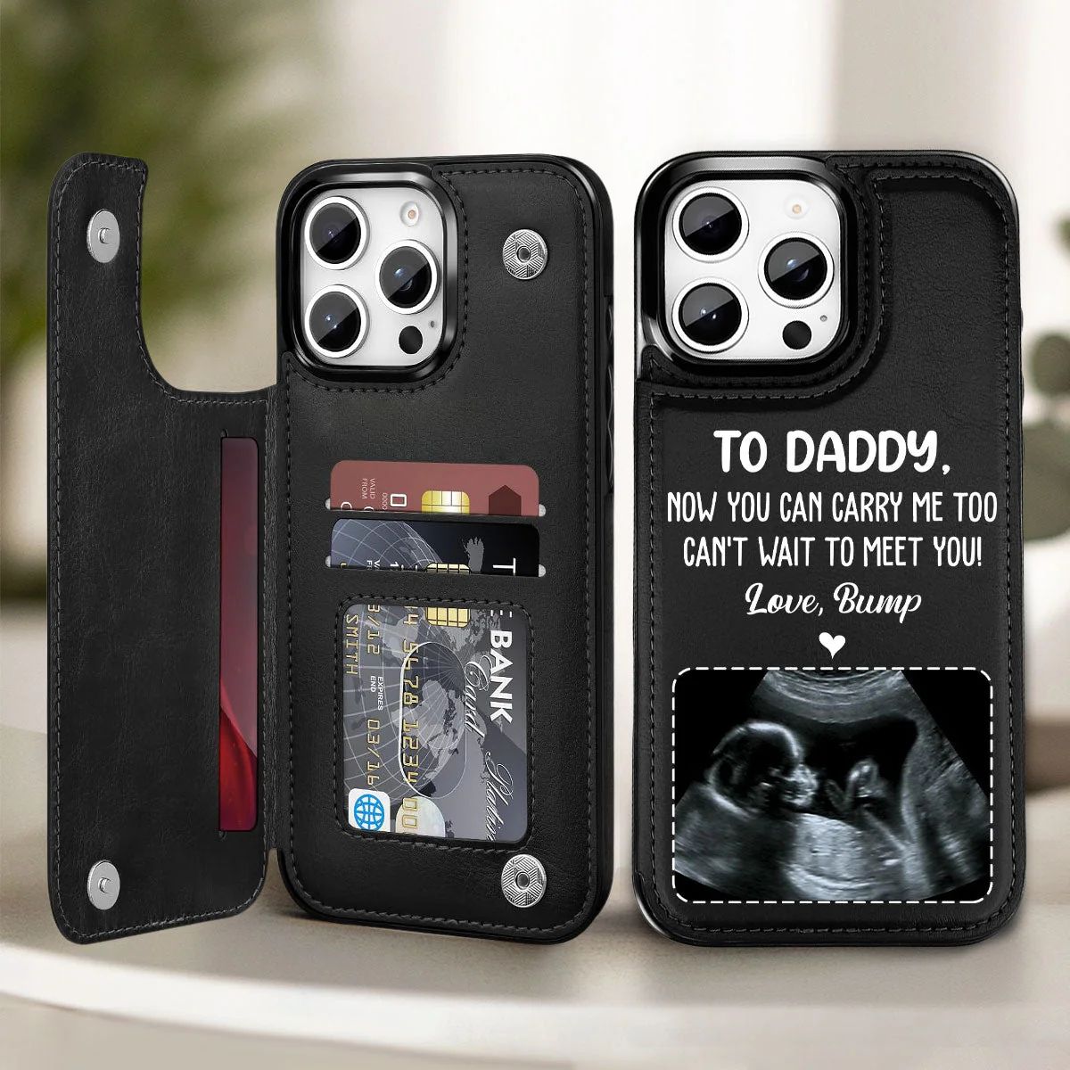 Can Not Wait To Meet You - Personalized Custom Leather Phone Case - Image 5