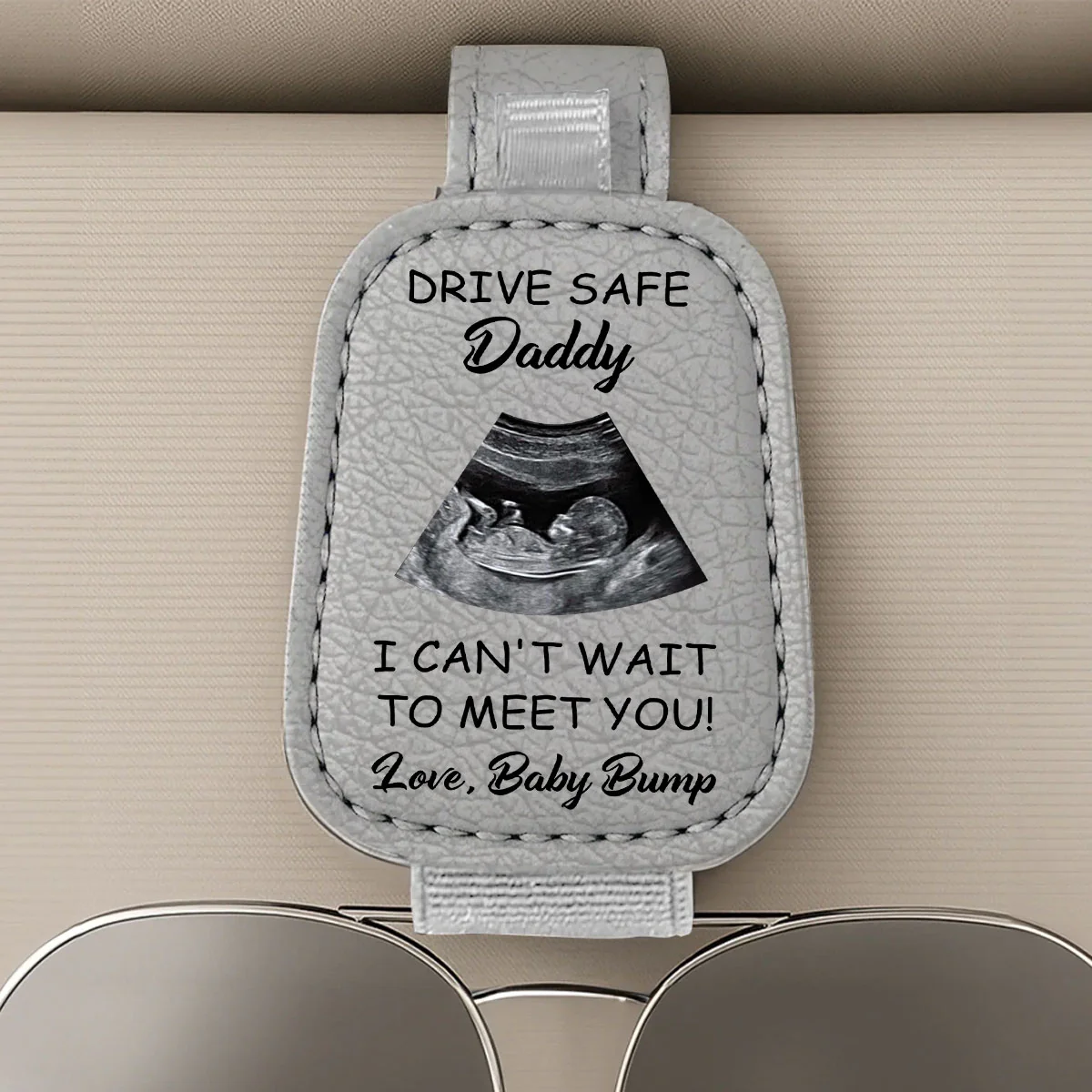 Can Not Wait To Meet You - Personalized Custom Sunglasses Holder For Car Visor - Image 5