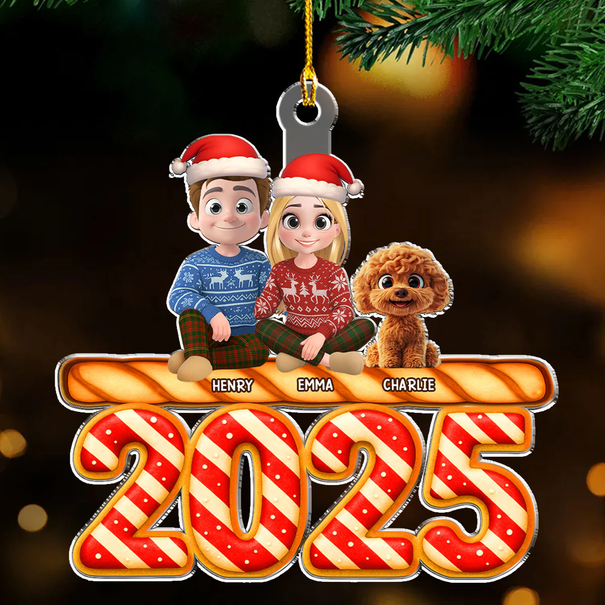 Candy Family Together - Personalized Custom Acrylic Ornament - Image 4