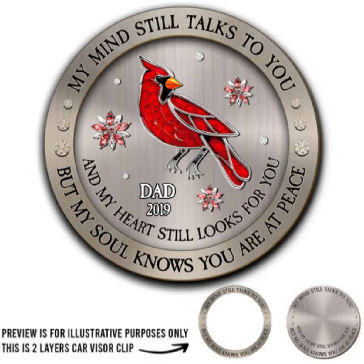 Cardinal Hummingbird My Mind My Heart My Soul - Personalized Custom Car Visor Clip - Image 5