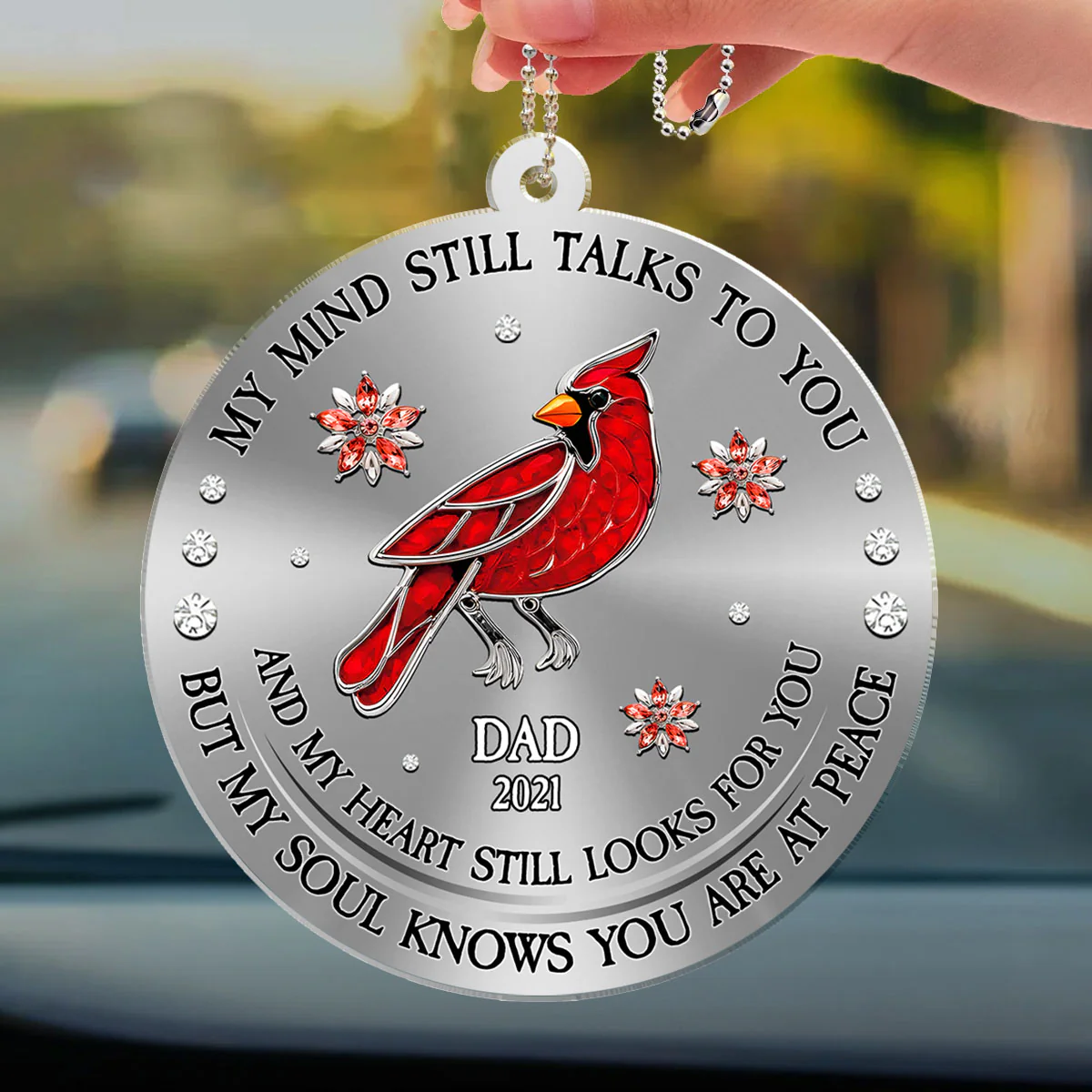 Cardinal Hummingbird My Mind My Heart My Soul Ver 2 - Personalized Custom Car Ornament - Image 3