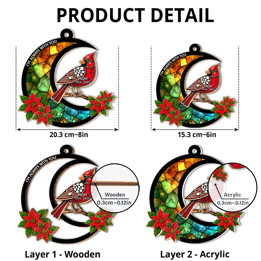 Cardinal I Am Always With You - Personalized Custom Suncatcher - Image 4