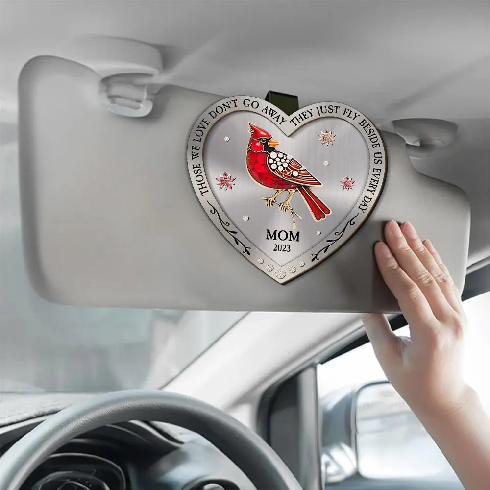 Cardinal Those We Love Fly Beside Us Everyday - Personalized Custom Car Visor Clip - Image 2
