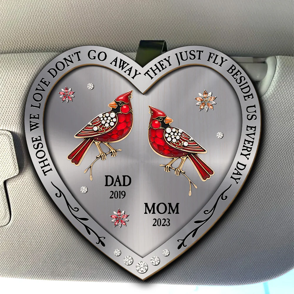 Cardinal Those We Love Fly Beside Us Everyday - Personalized Custom Car Visor Clip - Image 3