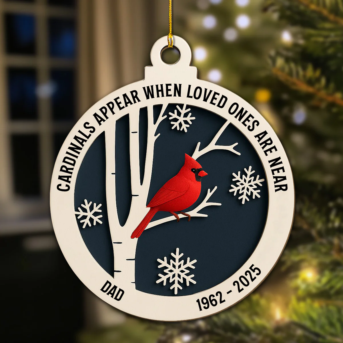 Cardinals Bring Memories Back Home - Personalized Custom 3D Effect Wood Ornament - Image 2