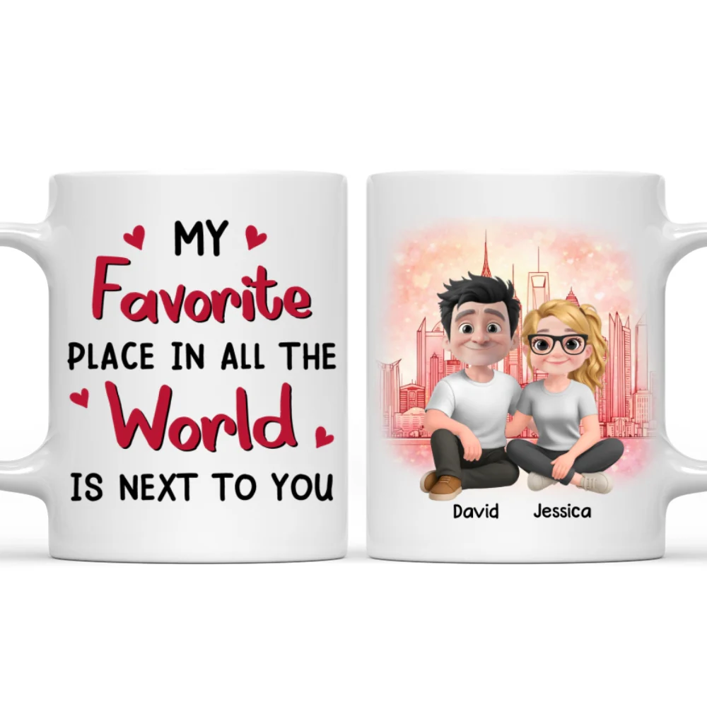 Cartoon Couple Beside Together - Personalized Custom Coffee Mug - Image 7