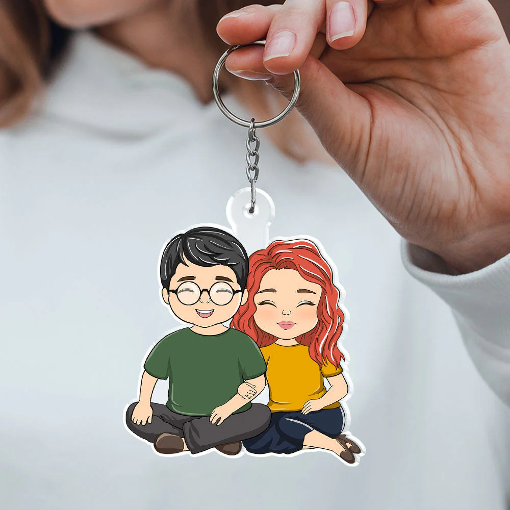 Cartoon Couple - Personalized Custom Acrylic Keychain - Image 3